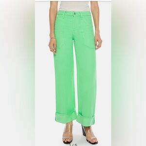 Free People x Mother Snacks Smoothie Carpenter Wide Leg Jeans in Summer Green